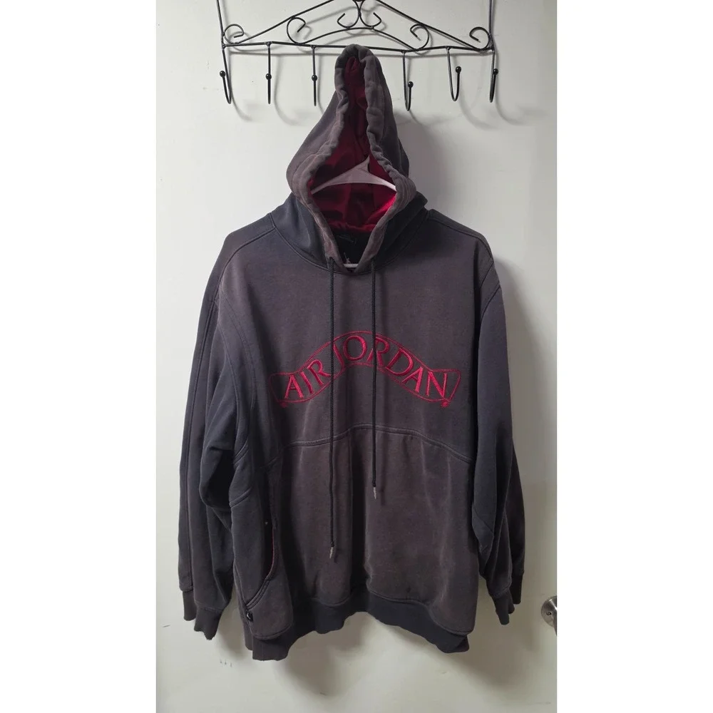 Air Jordan Unisex Pullover Hoodie shirt Size L Black Red(not perfect see pics)